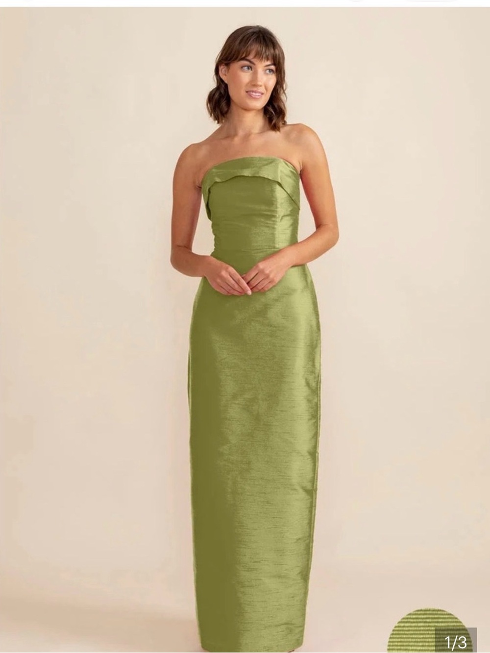 Strapless Olive Green Column Dress Eva Lula Kate